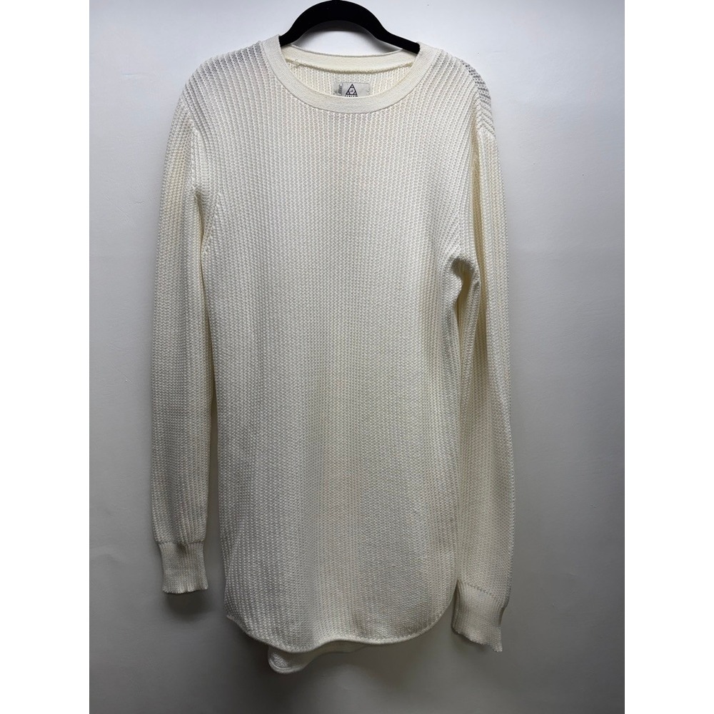 UNIF Sweater Women‎ XS White Side Zip Waffle Knit Crewneck